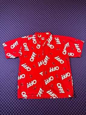 OFF! Vtg Summer Camp Shirt Off Flying Insect Mosquito design button type shirt